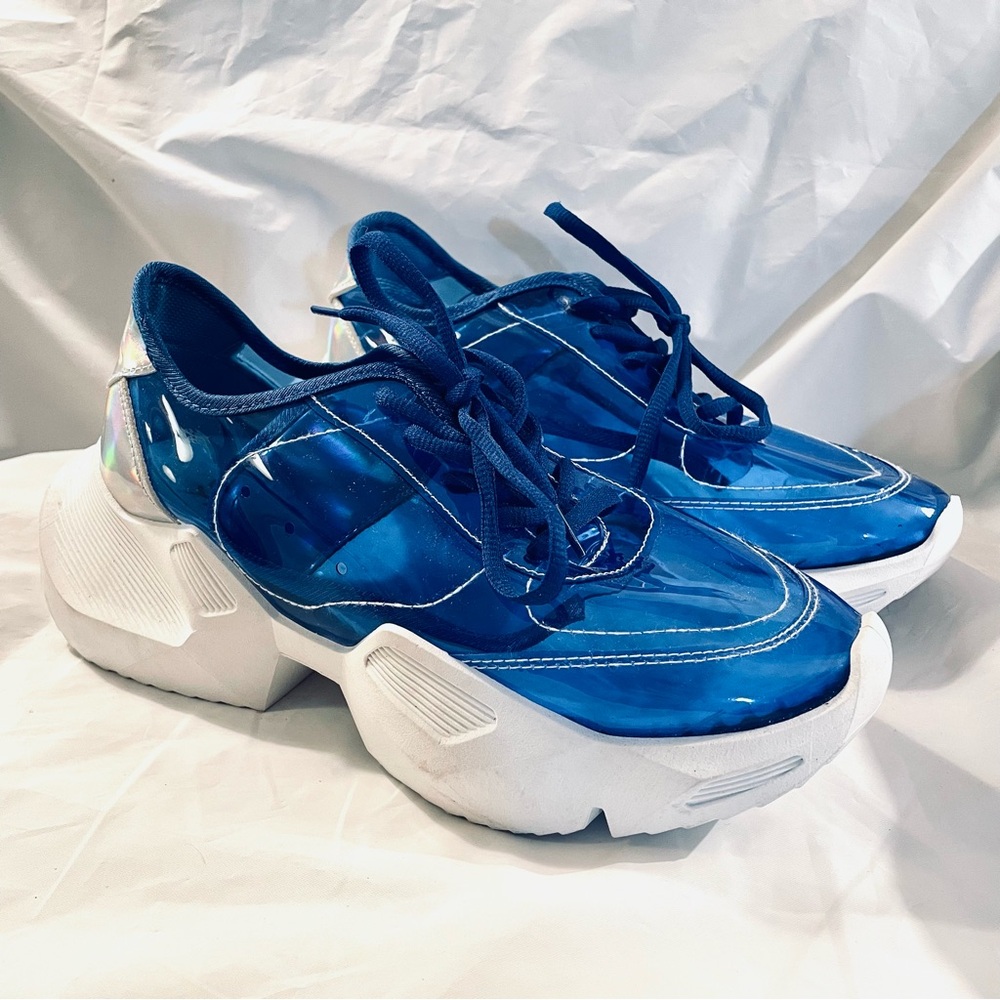 Yoki Women’s Space Age Chunky Sneaker Clear Blue Plastic
